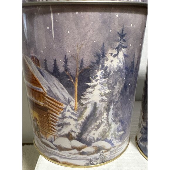 Winter Scene Decorative Nesting Tins With Lids Elfs Sleigh Cabin Set Of 3 - Picture 5 of 15